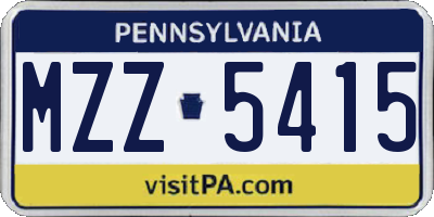 PA license plate MZZ5415