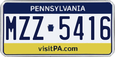PA license plate MZZ5416
