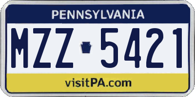 PA license plate MZZ5421