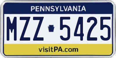 PA license plate MZZ5425
