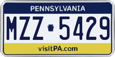 PA license plate MZZ5429