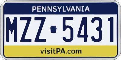 PA license plate MZZ5431