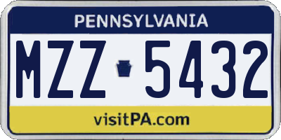 PA license plate MZZ5432