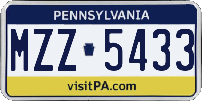 PA license plate MZZ5433