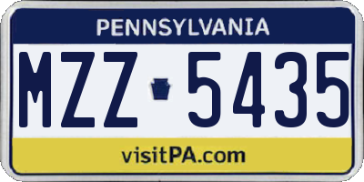 PA license plate MZZ5435