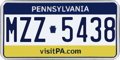 PA license plate MZZ5438