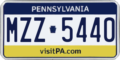 PA license plate MZZ5440