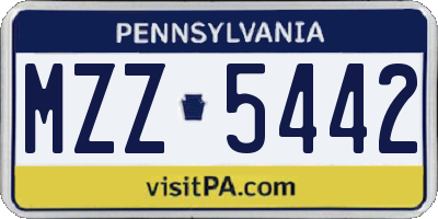 PA license plate MZZ5442