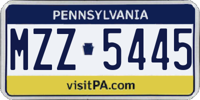 PA license plate MZZ5445