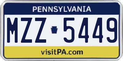 PA license plate MZZ5449