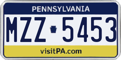 PA license plate MZZ5453