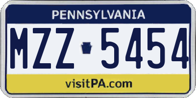 PA license plate MZZ5454