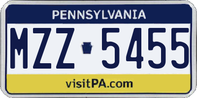 PA license plate MZZ5455