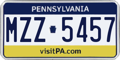 PA license plate MZZ5457