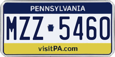 PA license plate MZZ5460