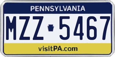 PA license plate MZZ5467