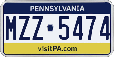 PA license plate MZZ5474