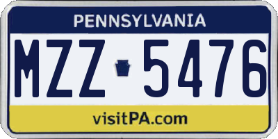 PA license plate MZZ5476