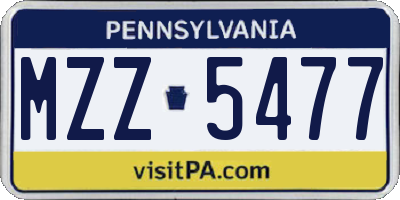 PA license plate MZZ5477