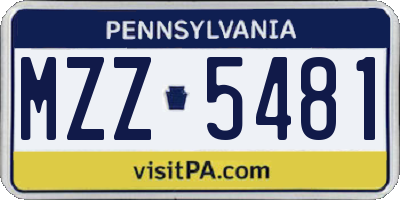 PA license plate MZZ5481