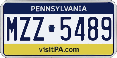 PA license plate MZZ5489