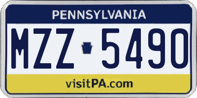 PA license plate MZZ5490