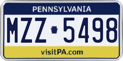 PA license plate MZZ5498