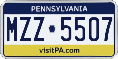 PA license plate MZZ5507