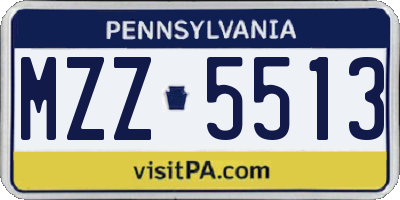 PA license plate MZZ5513