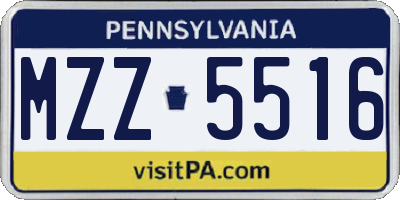 PA license plate MZZ5516