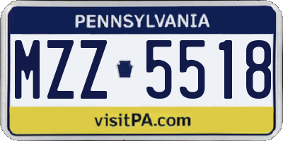 PA license plate MZZ5518