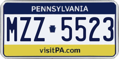 PA license plate MZZ5523