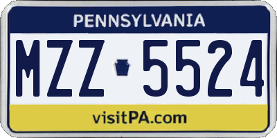 PA license plate MZZ5524