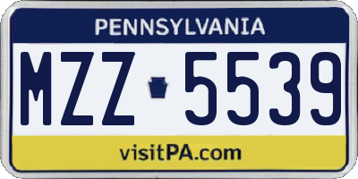 PA license plate MZZ5539