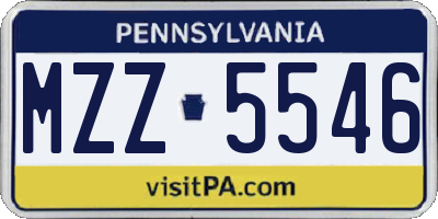 PA license plate MZZ5546