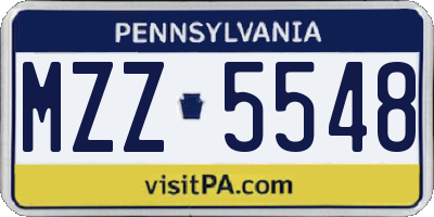 PA license plate MZZ5548