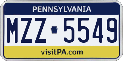 PA license plate MZZ5549