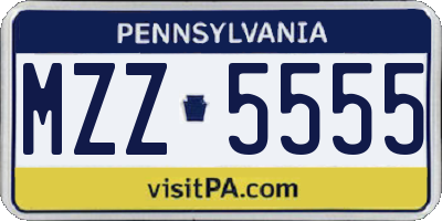 PA license plate MZZ5555