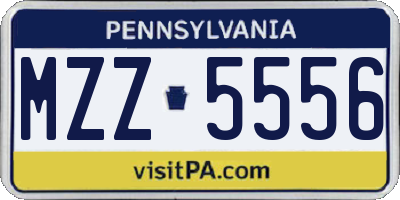 PA license plate MZZ5556