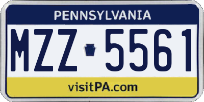 PA license plate MZZ5561