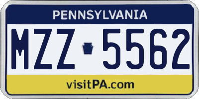 PA license plate MZZ5562