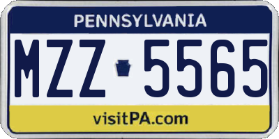 PA license plate MZZ5565