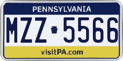 PA license plate MZZ5566