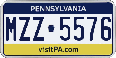 PA license plate MZZ5576