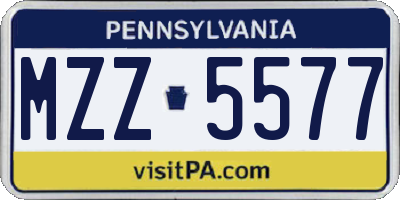 PA license plate MZZ5577