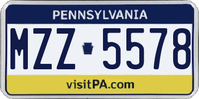 PA license plate MZZ5578