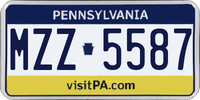 PA license plate MZZ5587