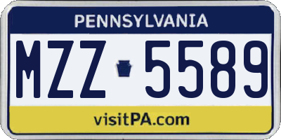 PA license plate MZZ5589
