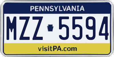 PA license plate MZZ5594