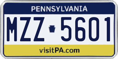 PA license plate MZZ5601